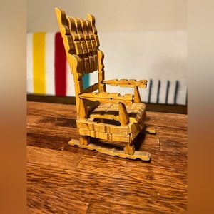 Primitive Folk Art Doll Clothes Pin Chair Barbie Miniature